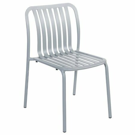 BFM SEATING BFM Key West Soft Gray Vertical Slat Powder Coated Aluminum Stackable Outdoor / Indoor Side Chair 163PHKWSCSG